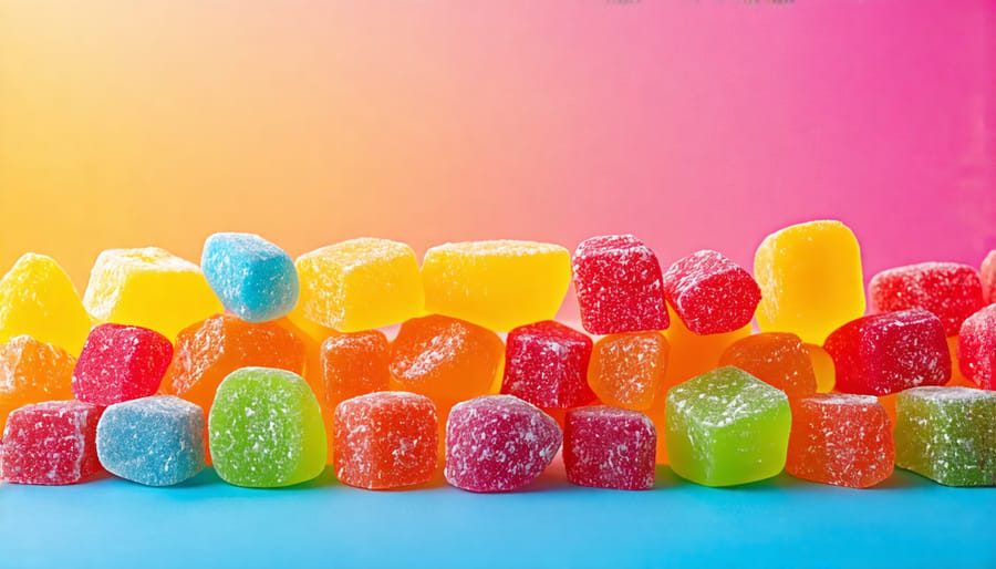 A collection of freeze-dried candies showcasing their varied shapes and colors